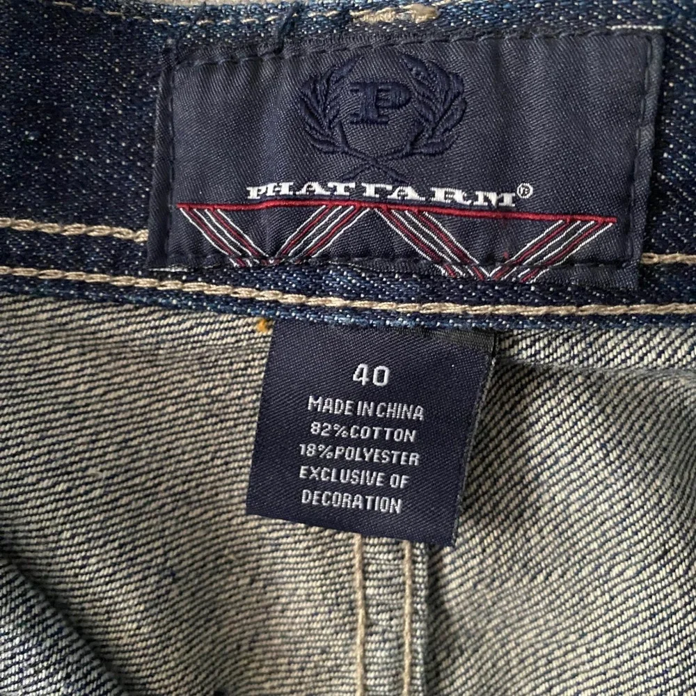 Phat Farm Mens Relaxed Fit Dark Wash Blue Denim Jeans Size 40 Hip Hop Streetwear